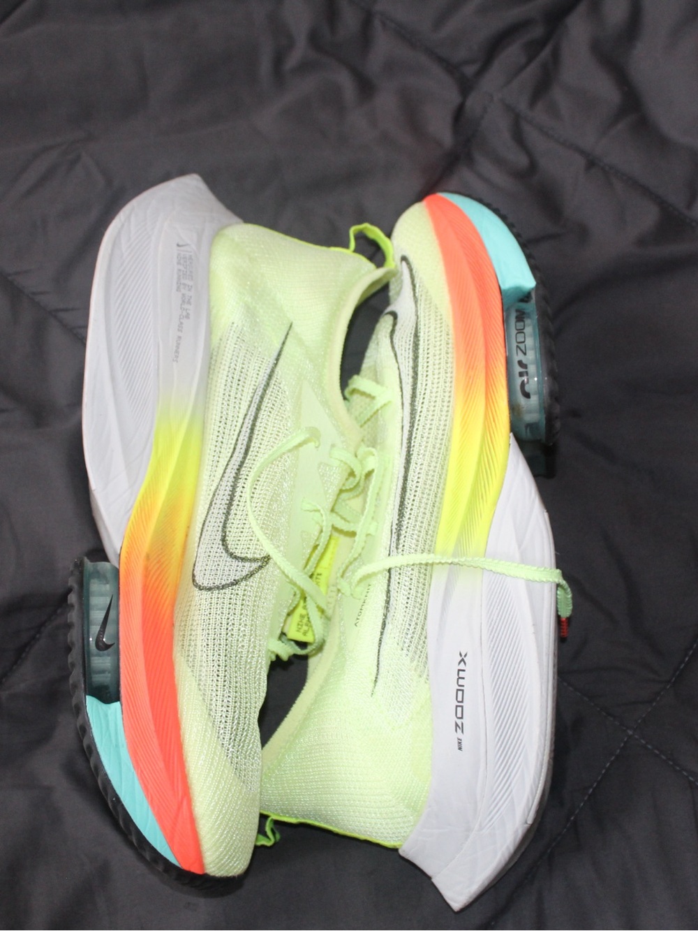 Nike Neon Yellow Running Shoes with Orange and Aqua Gradient Midsole